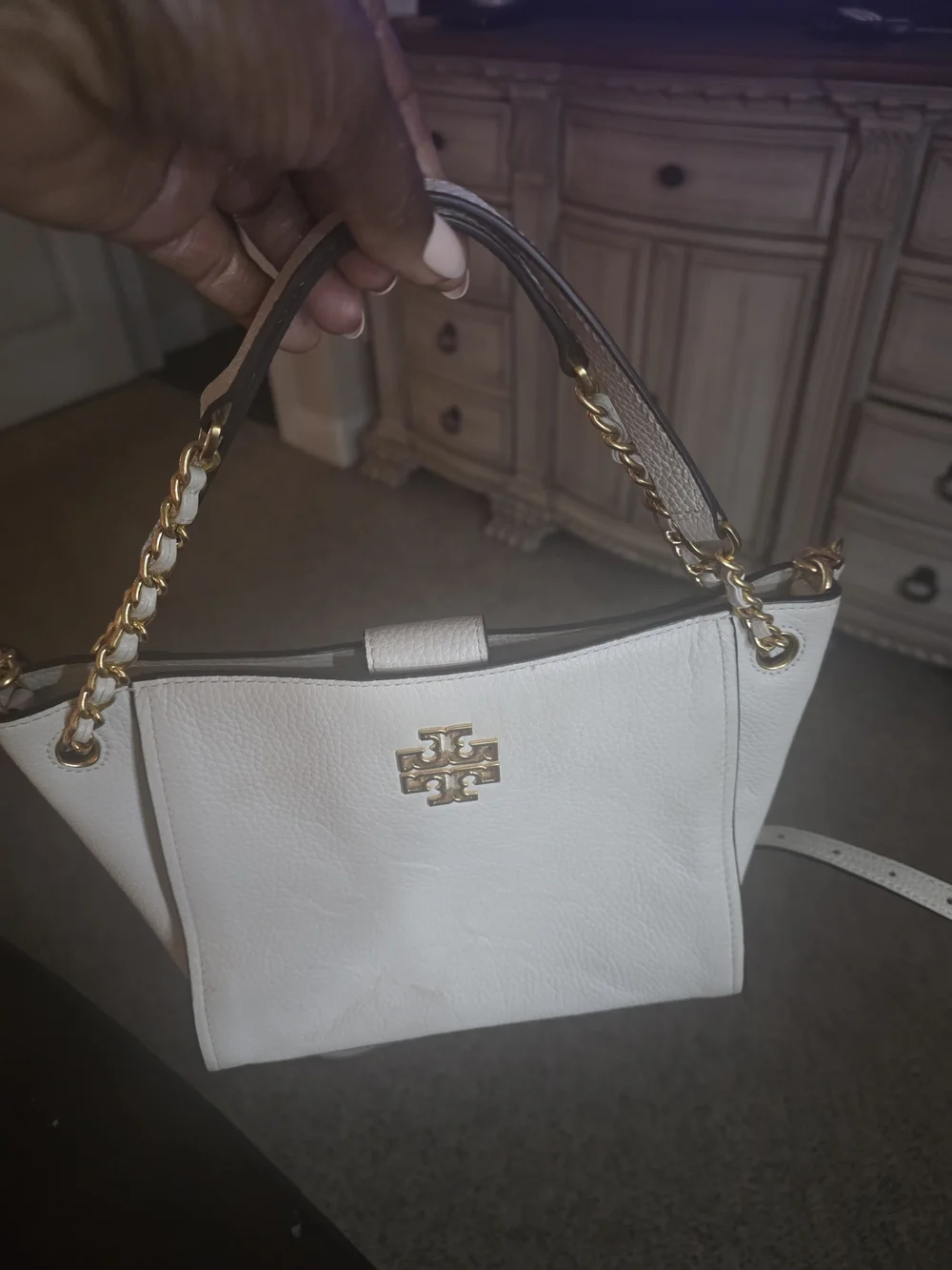 Tory Burch White Leather Chain-Handle Shoulder Bag